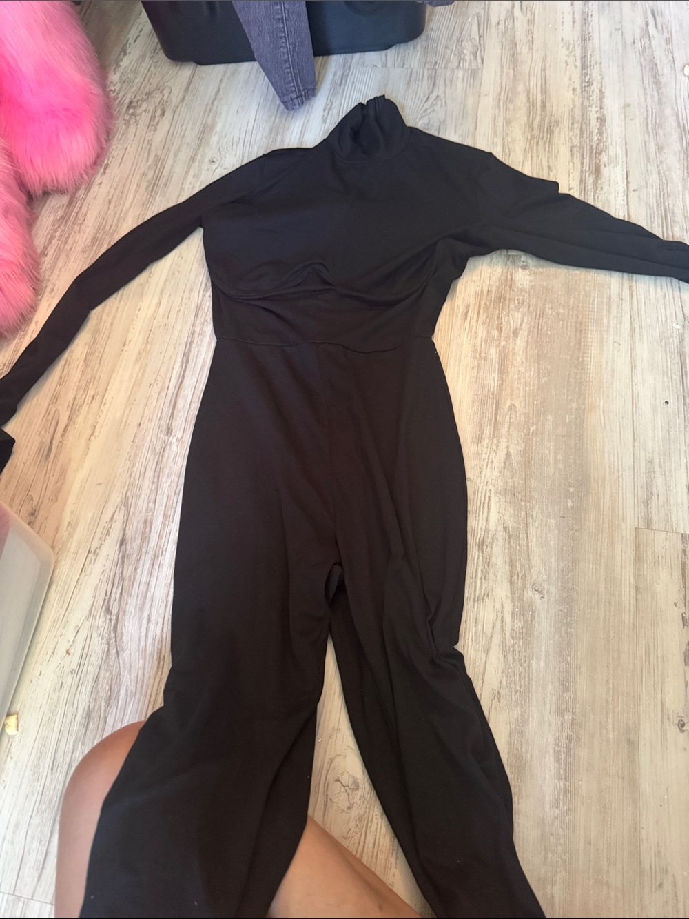 Black Long-Sleeve womens One-Piece Jumpsuit
